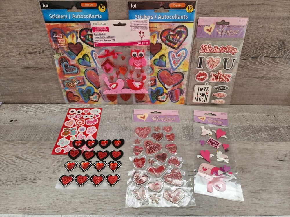Lot of Scrapbooking 3D Stickers RETIRED Heart Valentine's Embellishments NEW #36